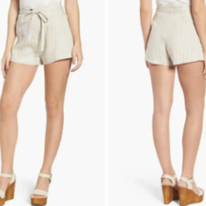 NWOT Moon River Softly Pinstriped Linen Shorts with Scalloped Waistband Siz L